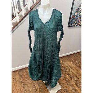 NWT Ray Harris London Twist Pleated Plisse Crinkle Dress Fern Green OS One Size